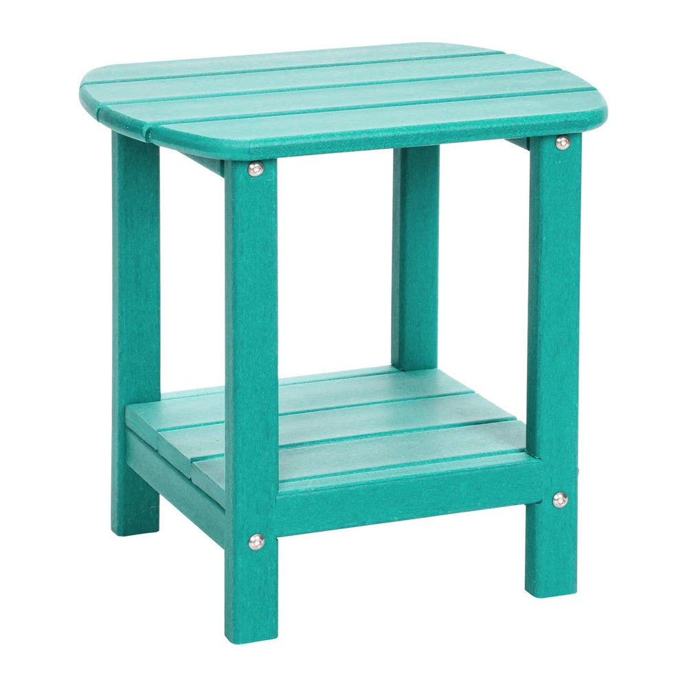 Adirondack Outdoor Side Table, 16.5” HDPE Small Patio Table with Storage Shel...