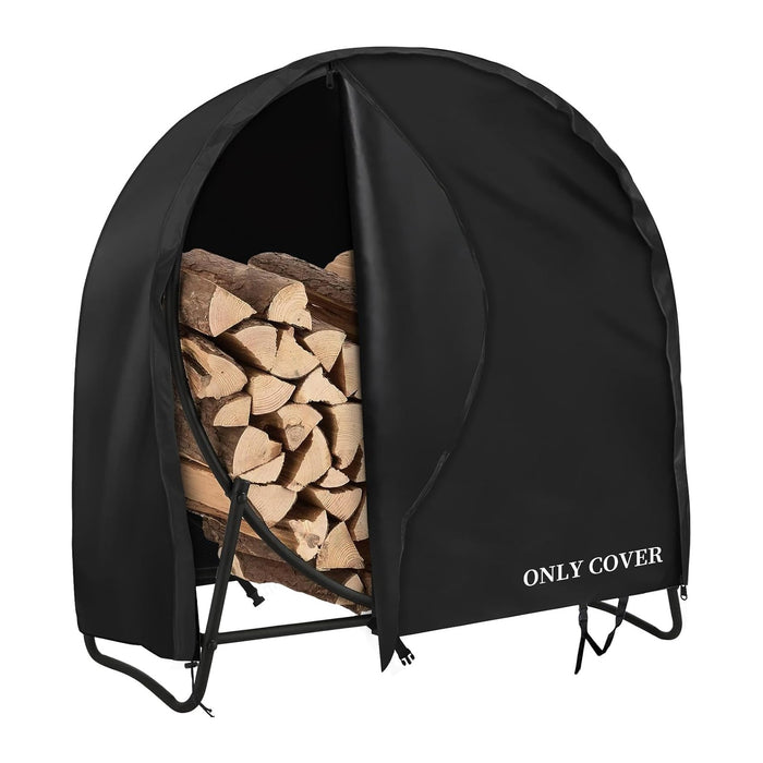 AKEfit 48 Inch Firewood Log Hoop Cover, Heavy Duty 600D Oxford Outdoor Waterproof Round Log Rack Cover with Zipper & 2 Windproof Buckle Straps & Drawstring