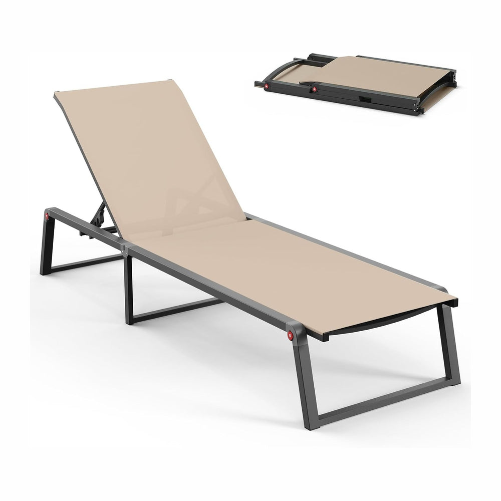 Aluminum Chaise Lounge Chair Outdoor, Foldable& No Assembly Patio Pool Lo...