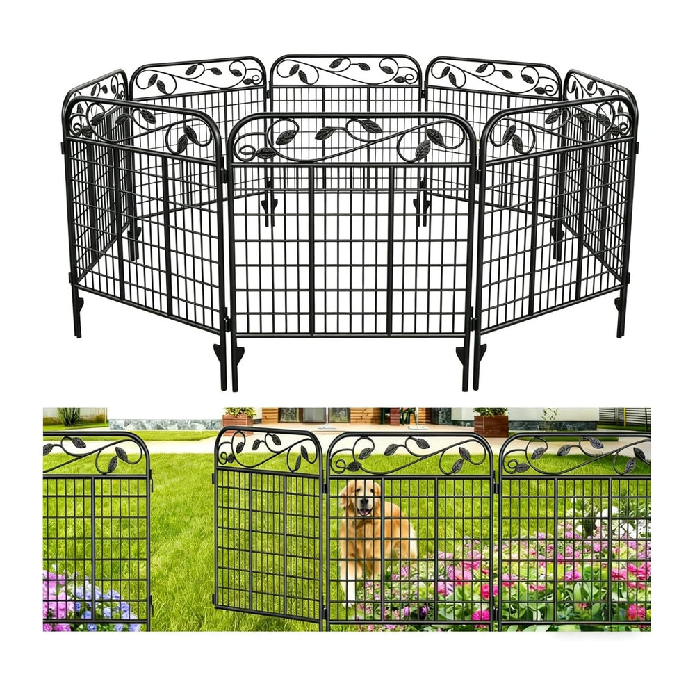 AMAGABELI 4 Panels 44 in(H )X 12 ft(L) Decorative Garden Fence Gate,Dog Fence...