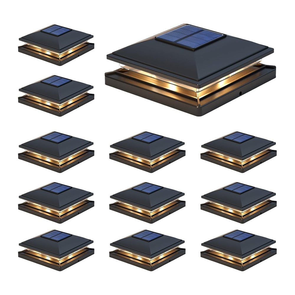 APONUO Solar Post Cap Lights - 12 Pack Outdoor Waterproof for 4x4, 5x5, 6x6 P...