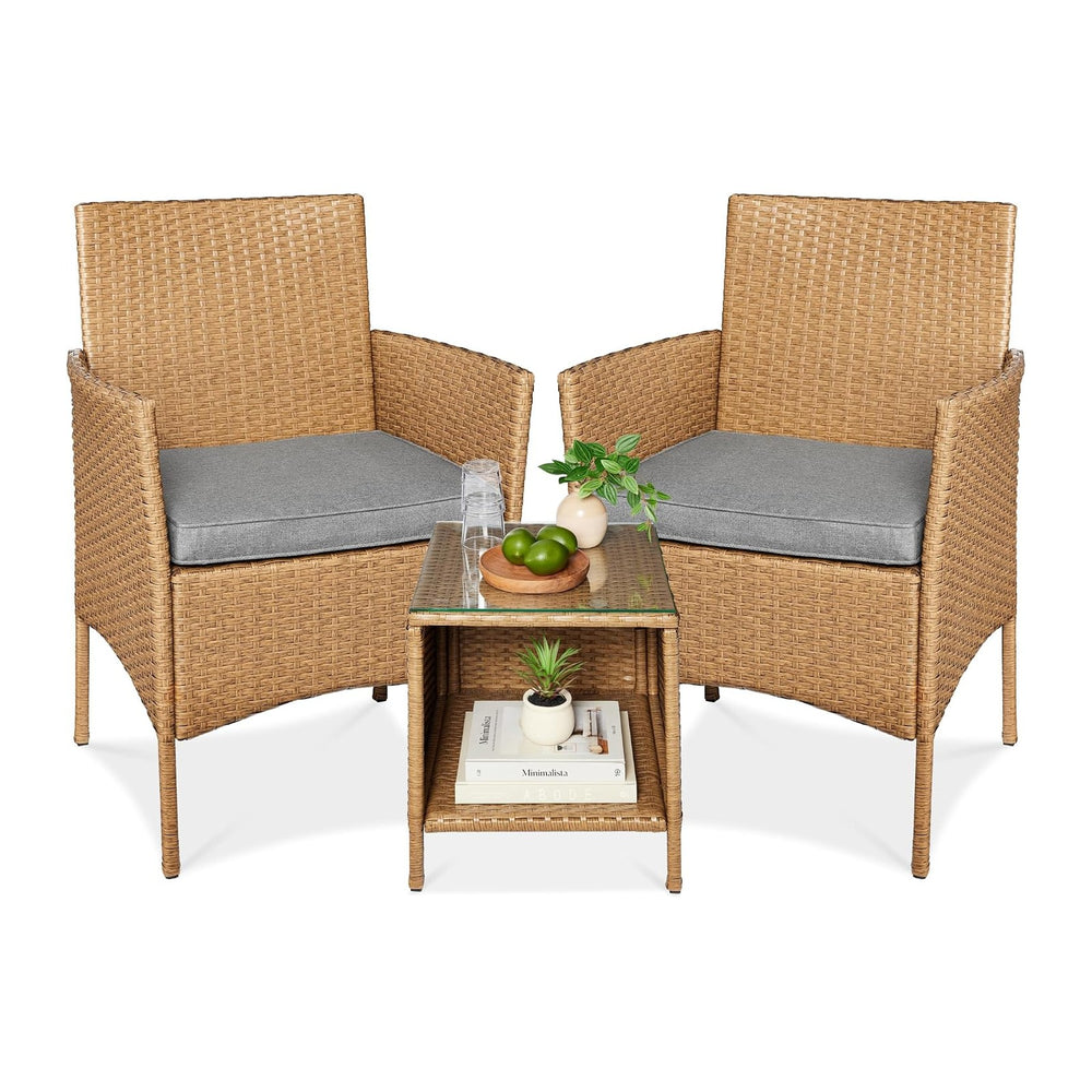 Best Choice Products 3-Piece Outdoor Wicker Conversation Bistro Set, Space Sa...