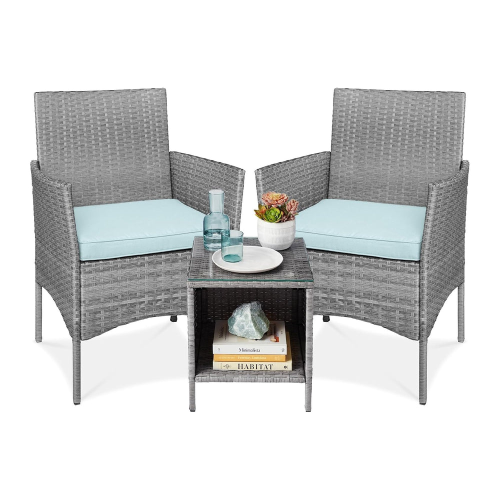 Best Choice Products 3-Piece Outdoor Wicker Conversation Bistro Set, Space Sa...