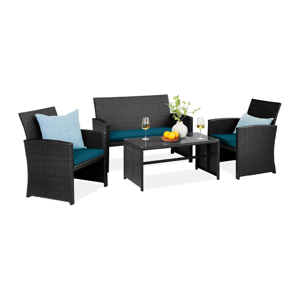 Best Choice Products 4-Piece Outdoor Wicker Patio Conversation Furniture Set ...