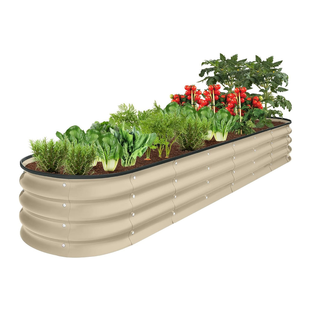 Best Choice Products 8x2x1ft Outdoor Metal Raised Garden Bed, Oval Deep Root ...