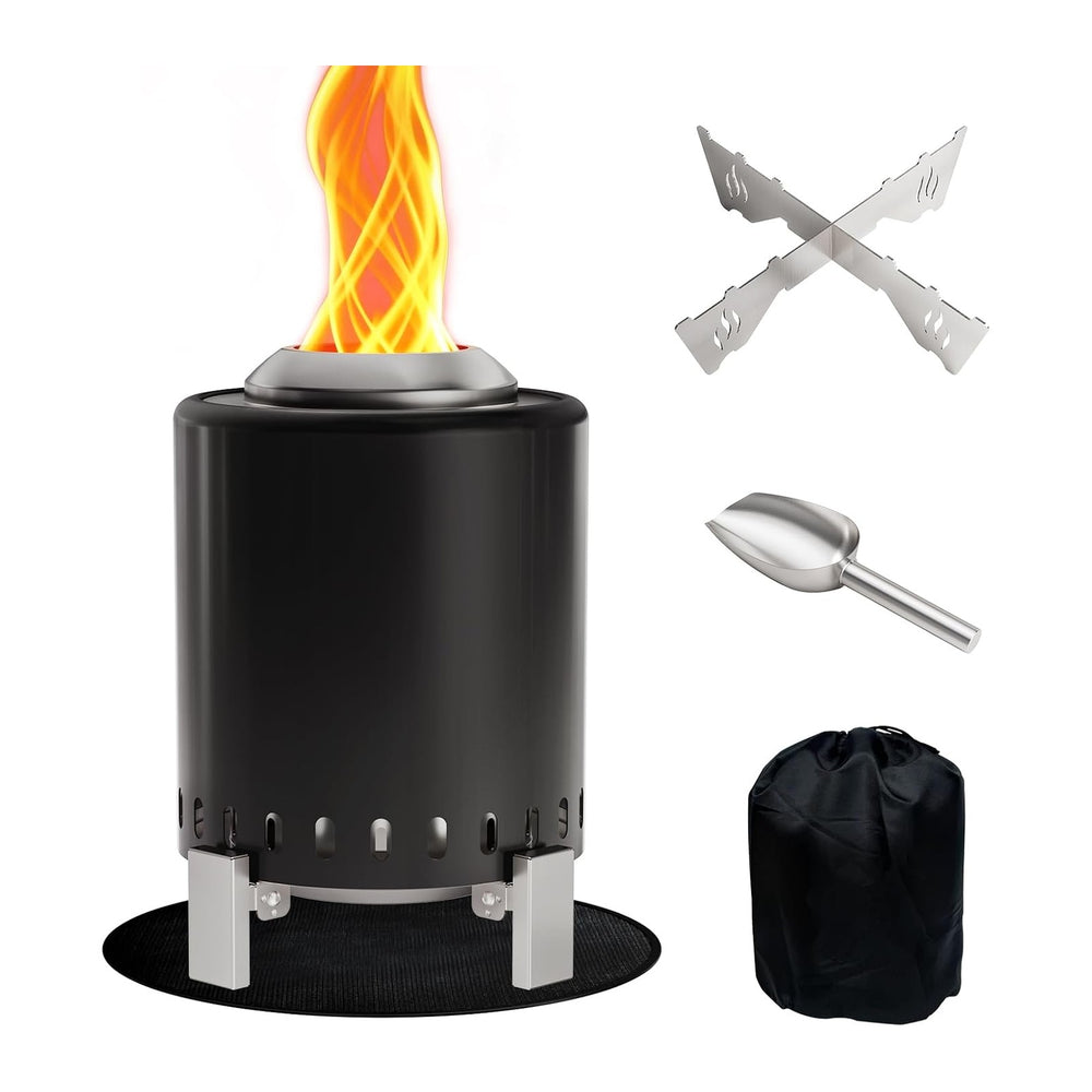 Breezz Smokeless Tabletop Fire Pit 7 in, Black