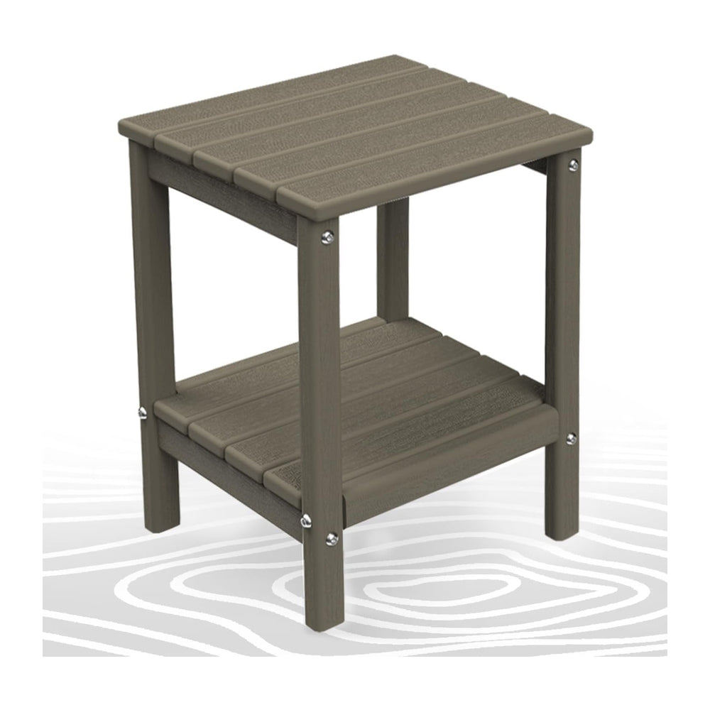 BRIOPAWS Outdoor-Side-Table | Small | Wood Grain | HDPE Plastic | Patio End-T...