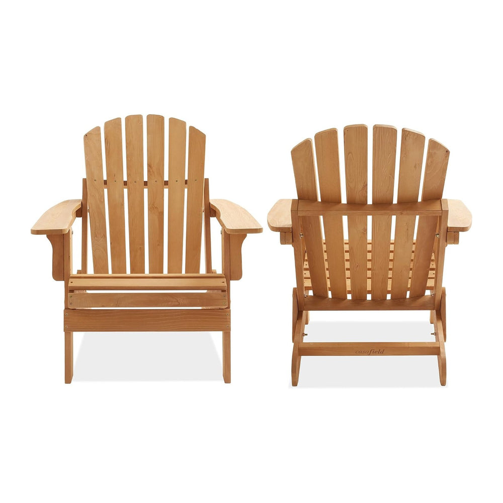Casafield Oversized Folding Adirondack Chair, Cedar Wood Outdoor Fire Pit Lou...