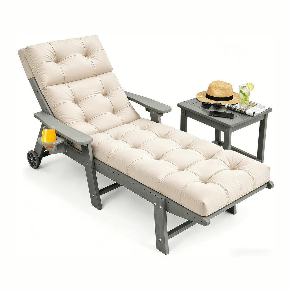 Chaise Lounge Cushion Outdoor, 74.4" x 22" Waterproof Patio Lounge ...