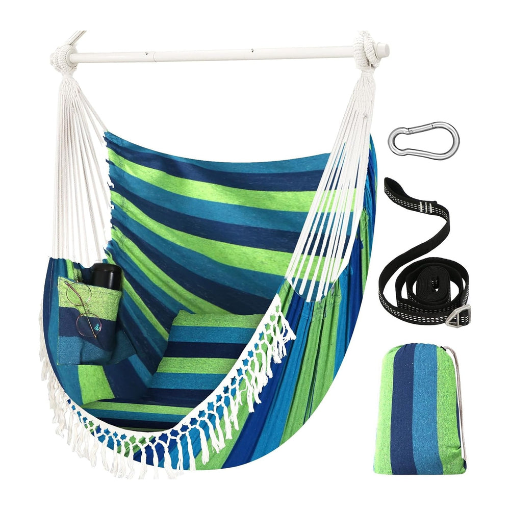 Chihee Hammock Chair 4.9ft x 3.9ft Max 500 Lbs 2 Cushions Strap Carabiner