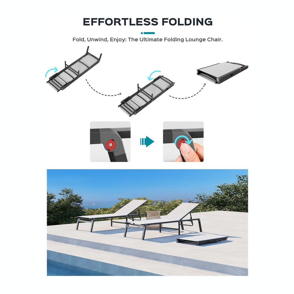 Ciokea Aluminum Chaise Lounge Ourdoor - Foldable & Assemble Free Outdoor ...