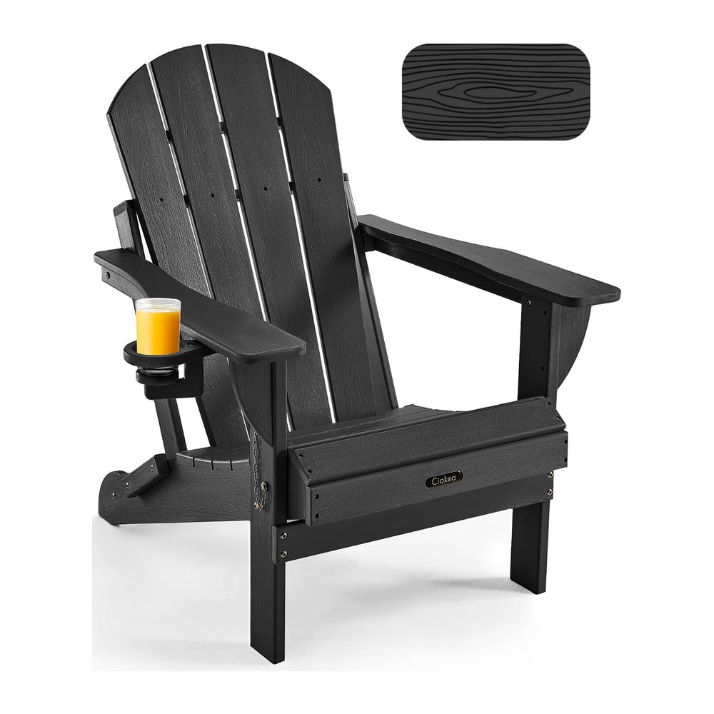Ciokea Folding Adirondack Chair Wood Texture for Patio, Weather Resistant, Pl...