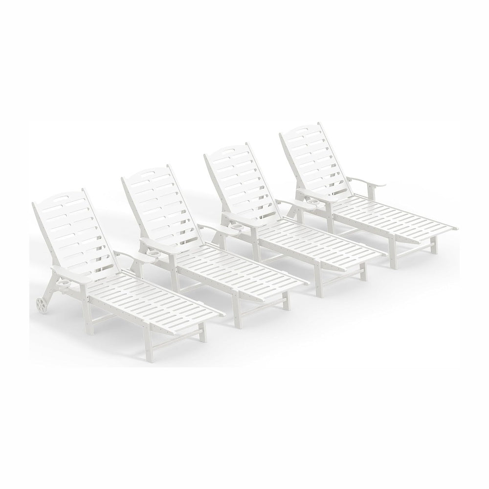 Ciokea Heavy Duty HDPE Chaise Lounge Chairs Outdoor Set of 4, 5-Position Adju...