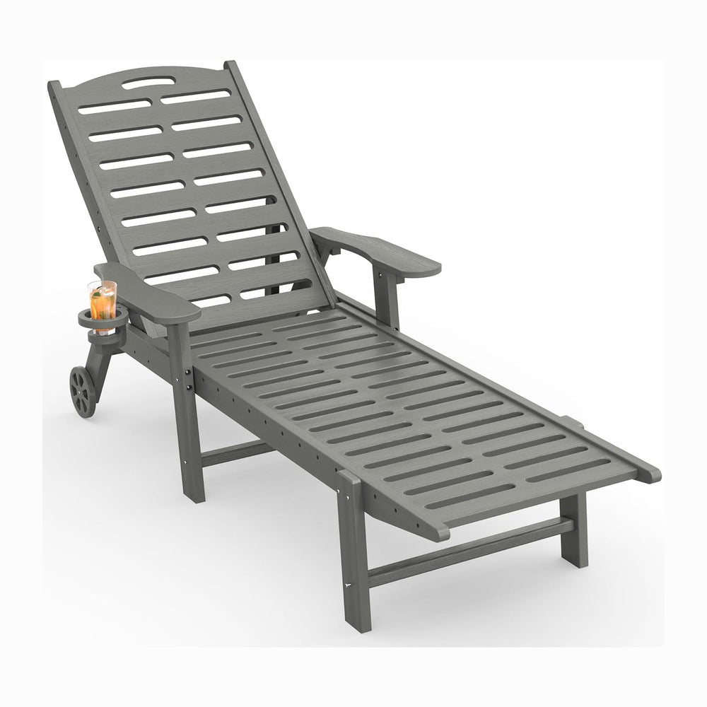 Ciokea Outdoor Chaise Lounge Chair, 5-Position Adjustable, Grey