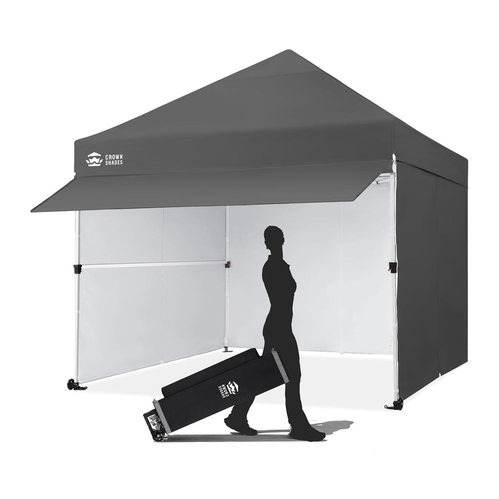 CROWN SHADES 10x10 Pop Up Canopy Tent with Canopy Awning&4 Sidewalls, Grey