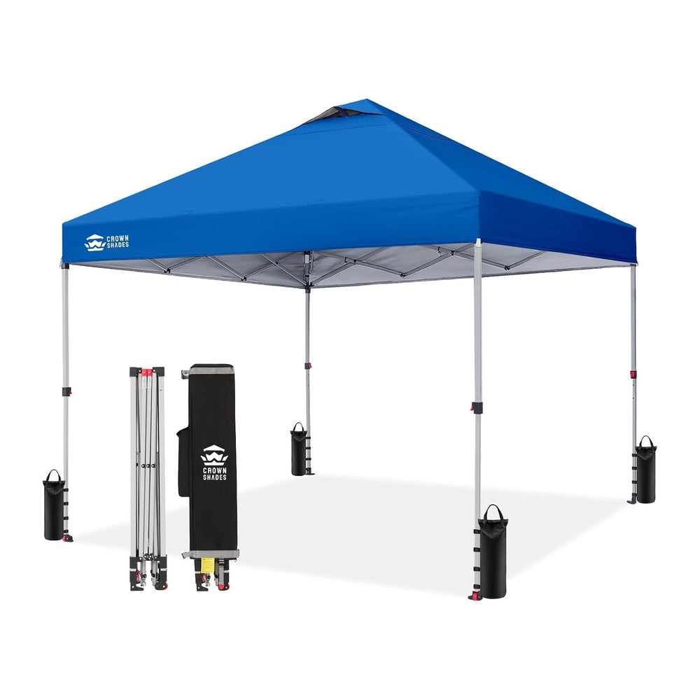 CROWN SHADES 10x10 Pop Up Canopy Tent with One Push Setup, Blue