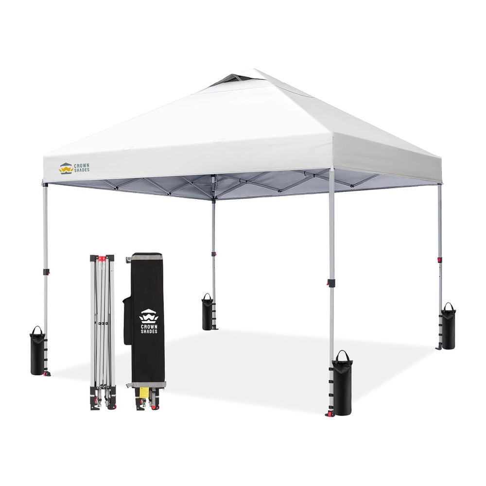 CROWN SHADES 10x10 Pop Up Canopy Tent with One Push Setup, Grid White