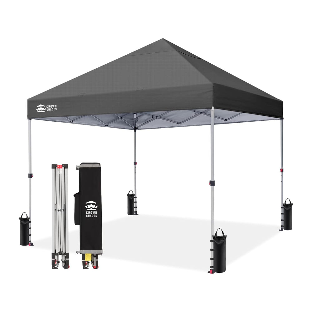 CROWN SHADES 8x8 Pop Up Canopy Tent with One Push Setup, Grid Gray