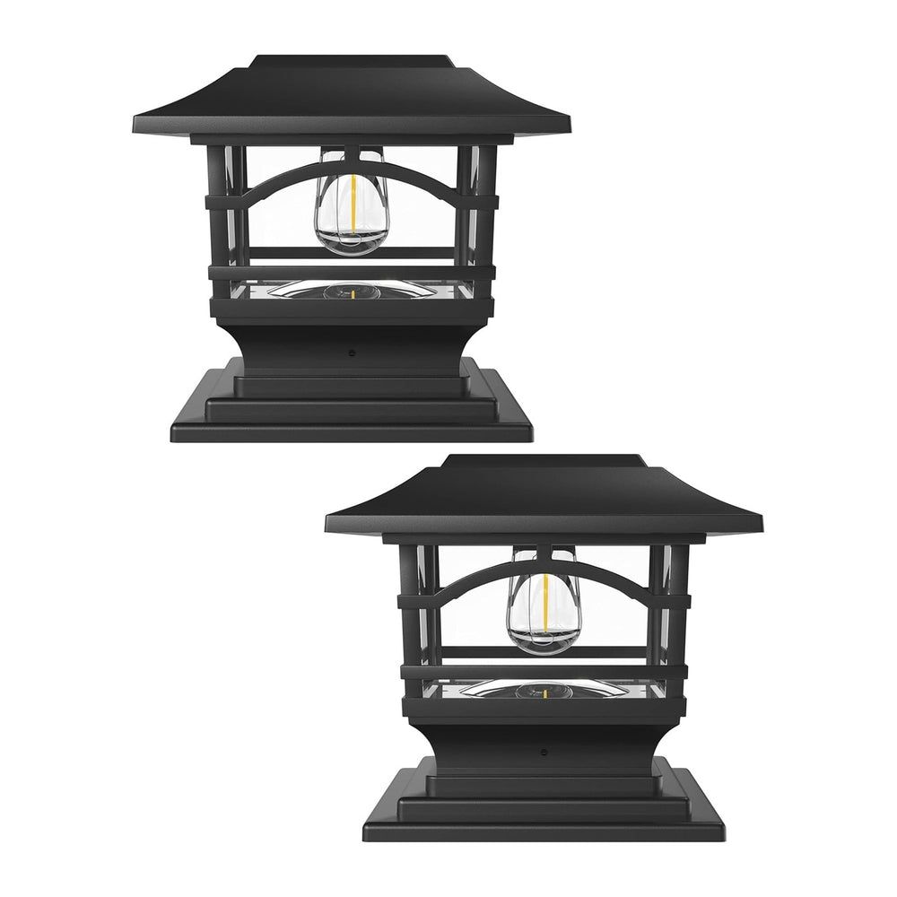 Davinci Edison Solar Outdoor Post Cap Lights, 4x4 5x5 6x6, Metal&Glass, 2PK
