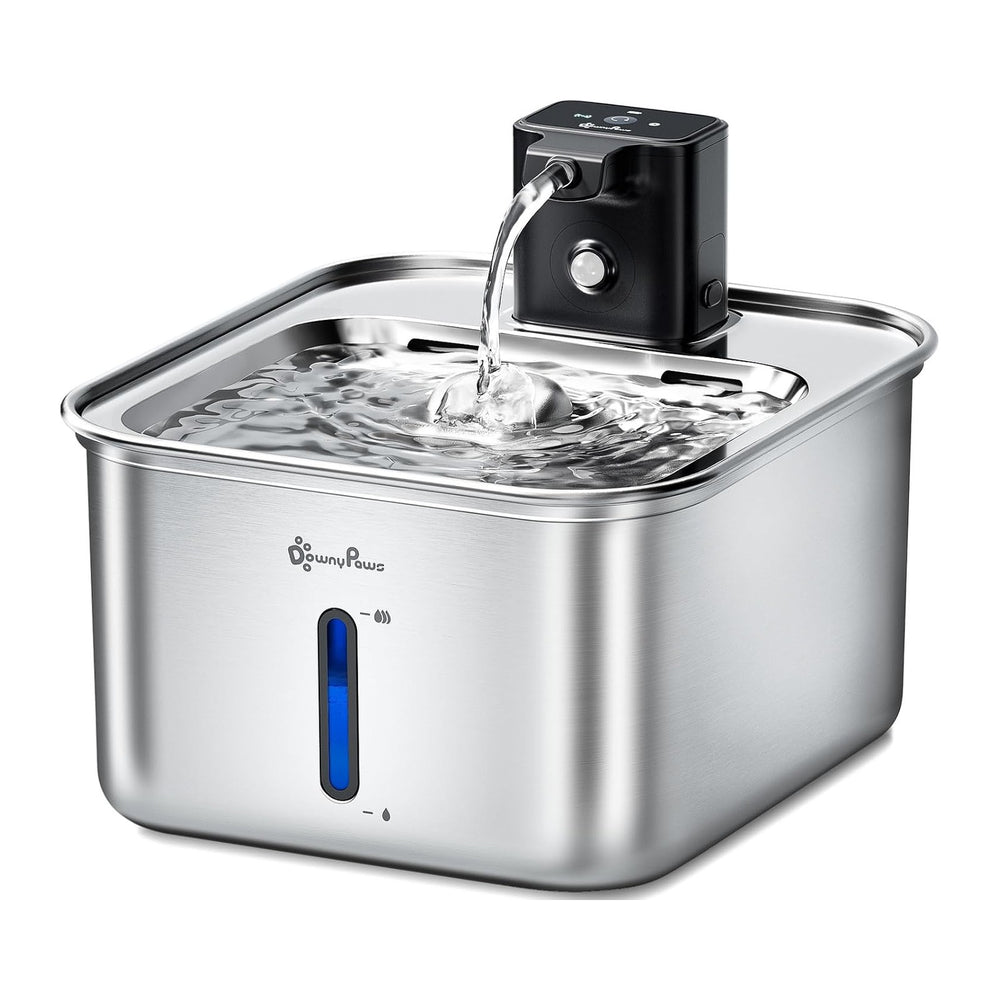 DownyPaws Cat Water Fountain Stainless Steel Wireless Automatic, Metal
