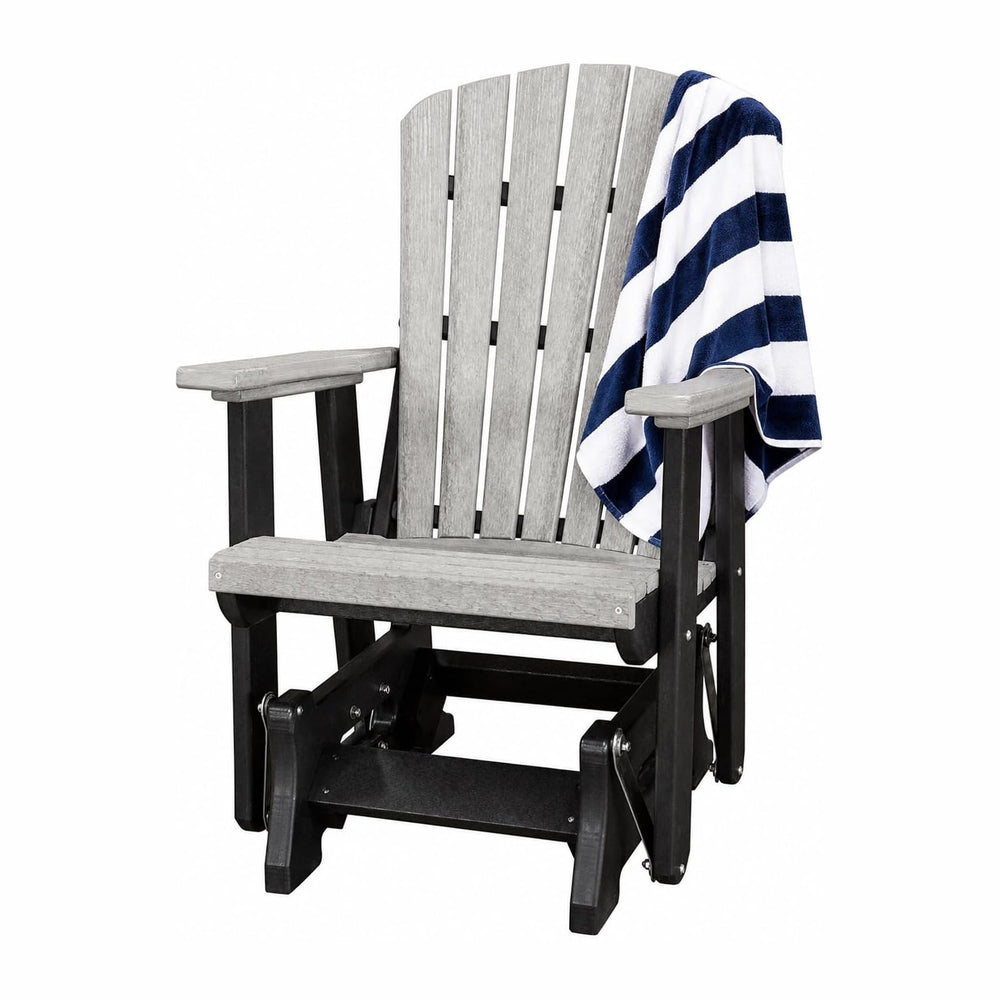DutchCrafters Slat Fan Back Poly Adirondack Glider Outdoor Patio Chair (Black...
