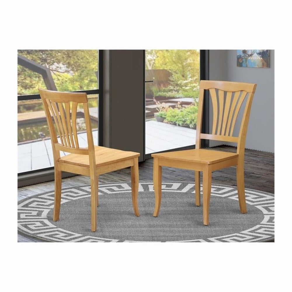 East West Furniture AVC-OAK-W Avon Dining Room Chairs - Slat Back Wood Seat C...