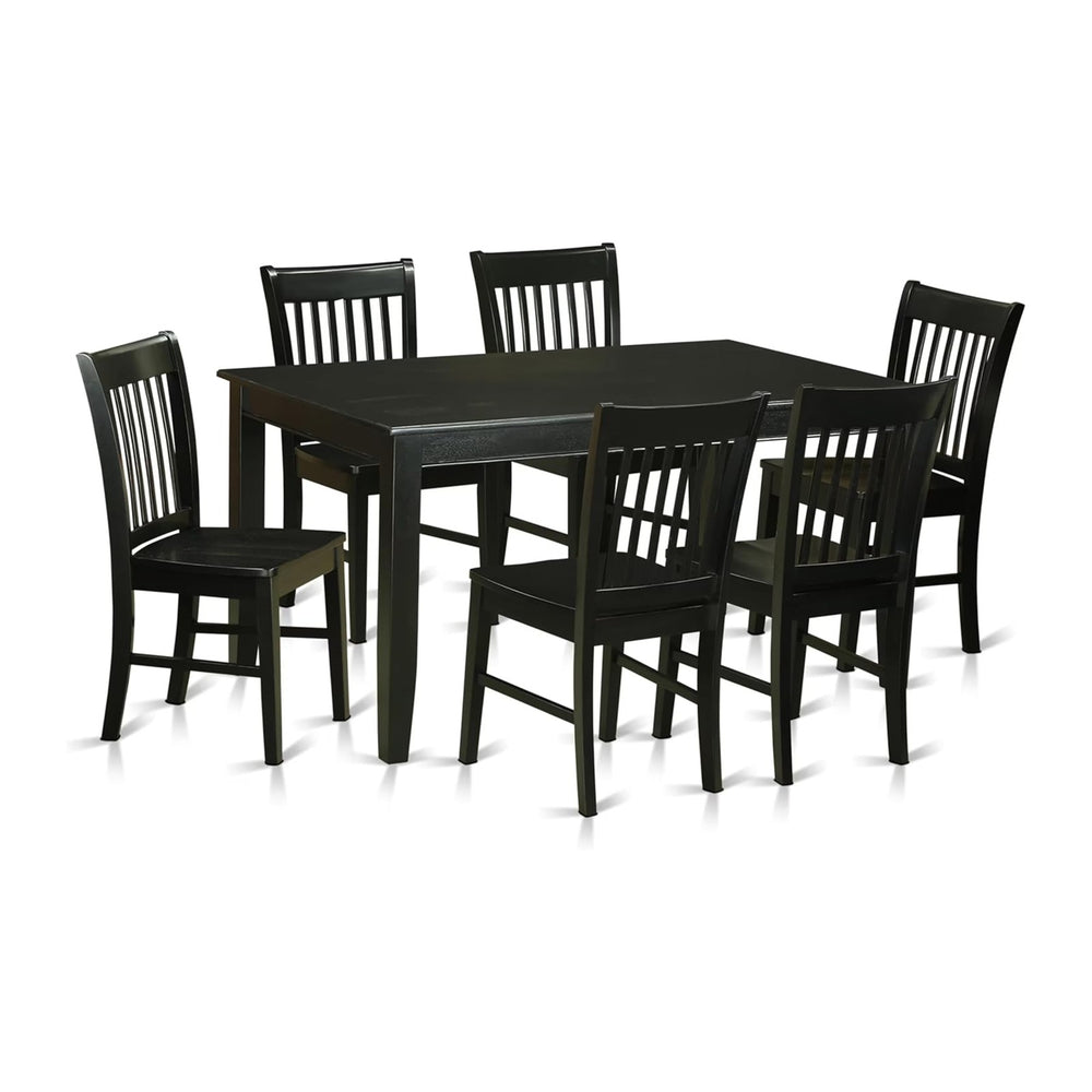 East West Furniture DUNO7-BLK-W 7 Piece Kitchen Table Set Consist of a Rectan...