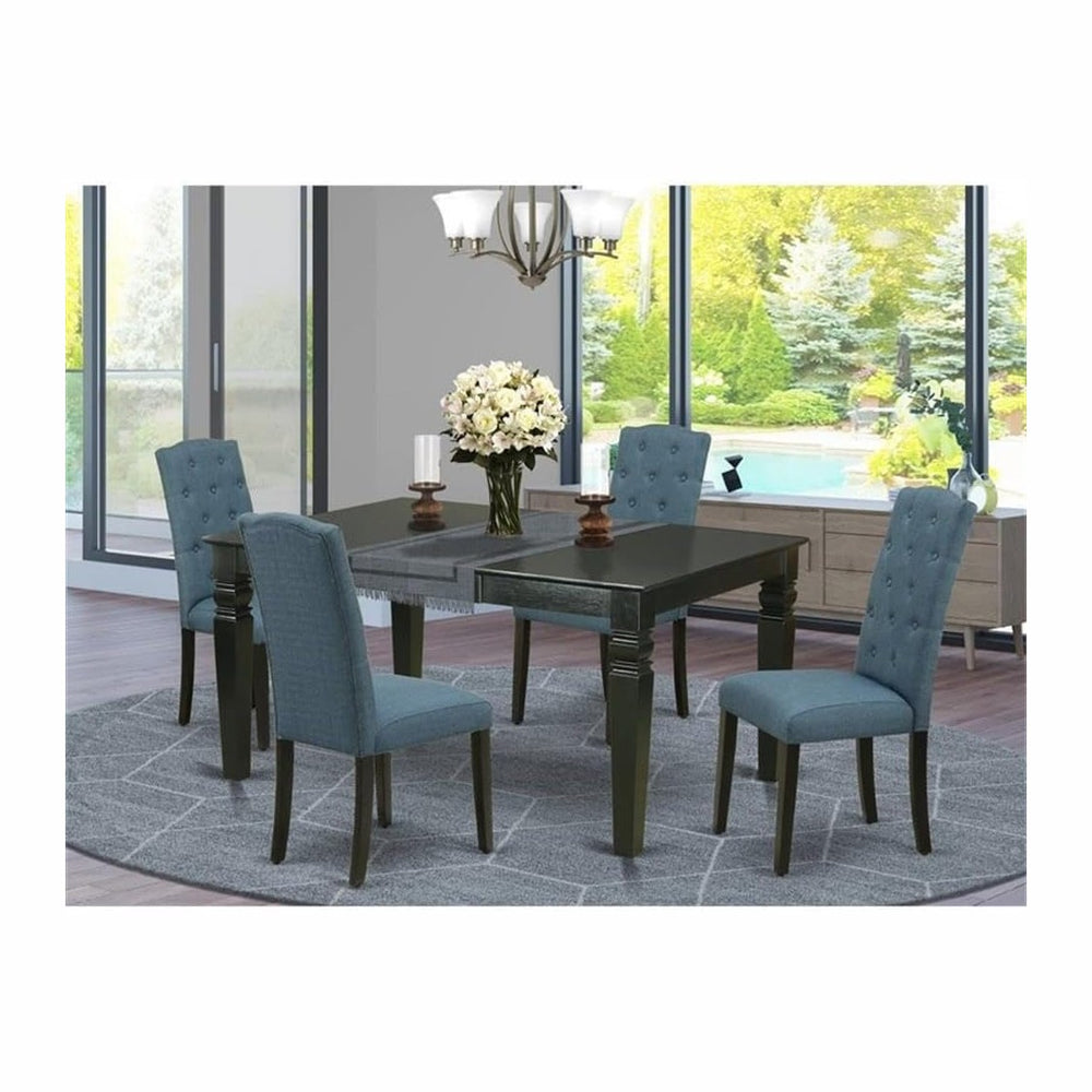 East West Furniture WECE5-BLK-21 5 Piece Dining Room Set Includes a Rectangle...