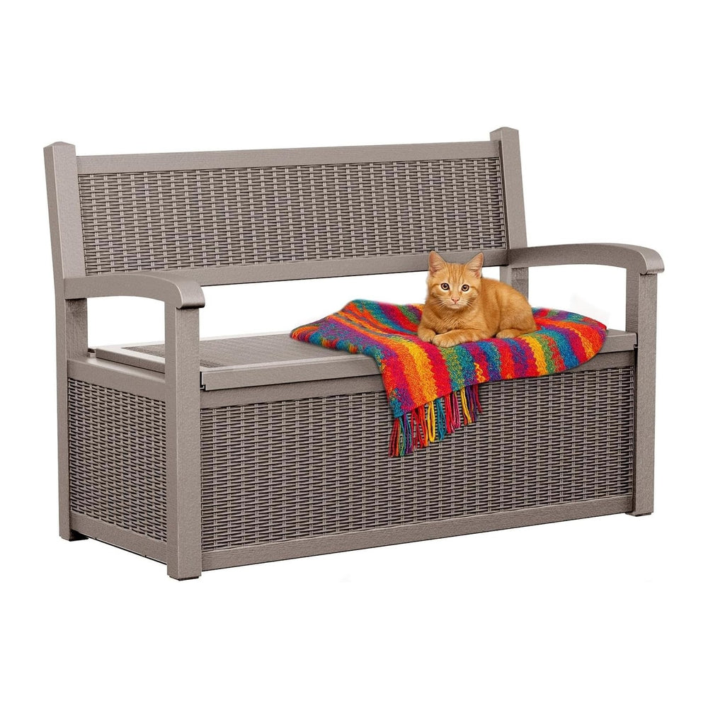 EasyUp 80 Gallon Outdoor Storage Bench Lockable Deck Box Outdoor Storage Box ...