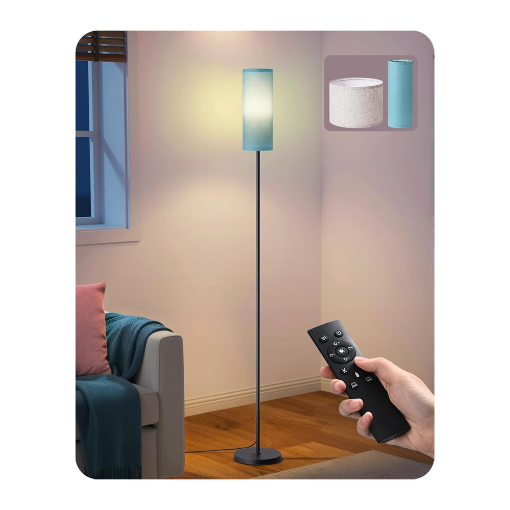 EDISHINE 2 Lampshades Modern Floor Lamps for Living Room Blue
