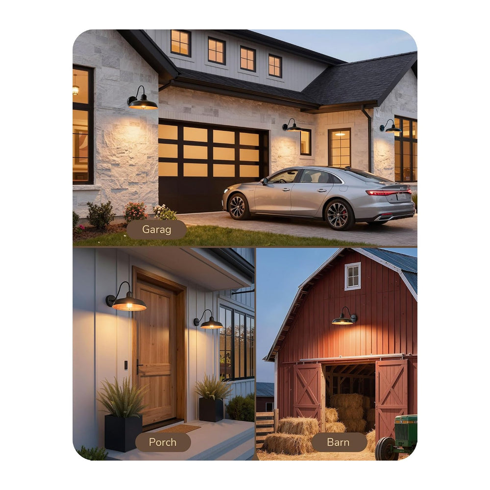 EDISHINE 2 Pack Outdoor Wall Light, 12" Farmhouse Gooseneck Barn Light