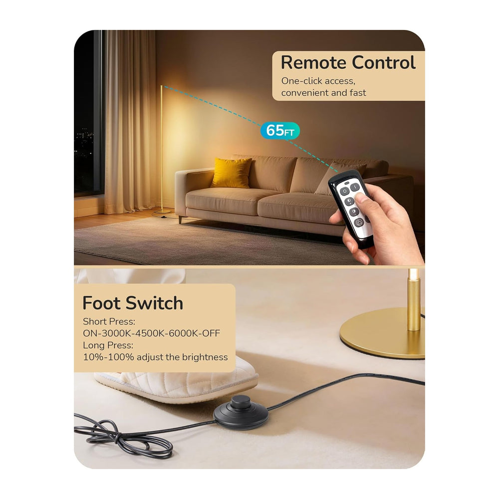 EDISHINE 59.8" Corner Lamp with Remote & 3 Height Settings, Dimmable...