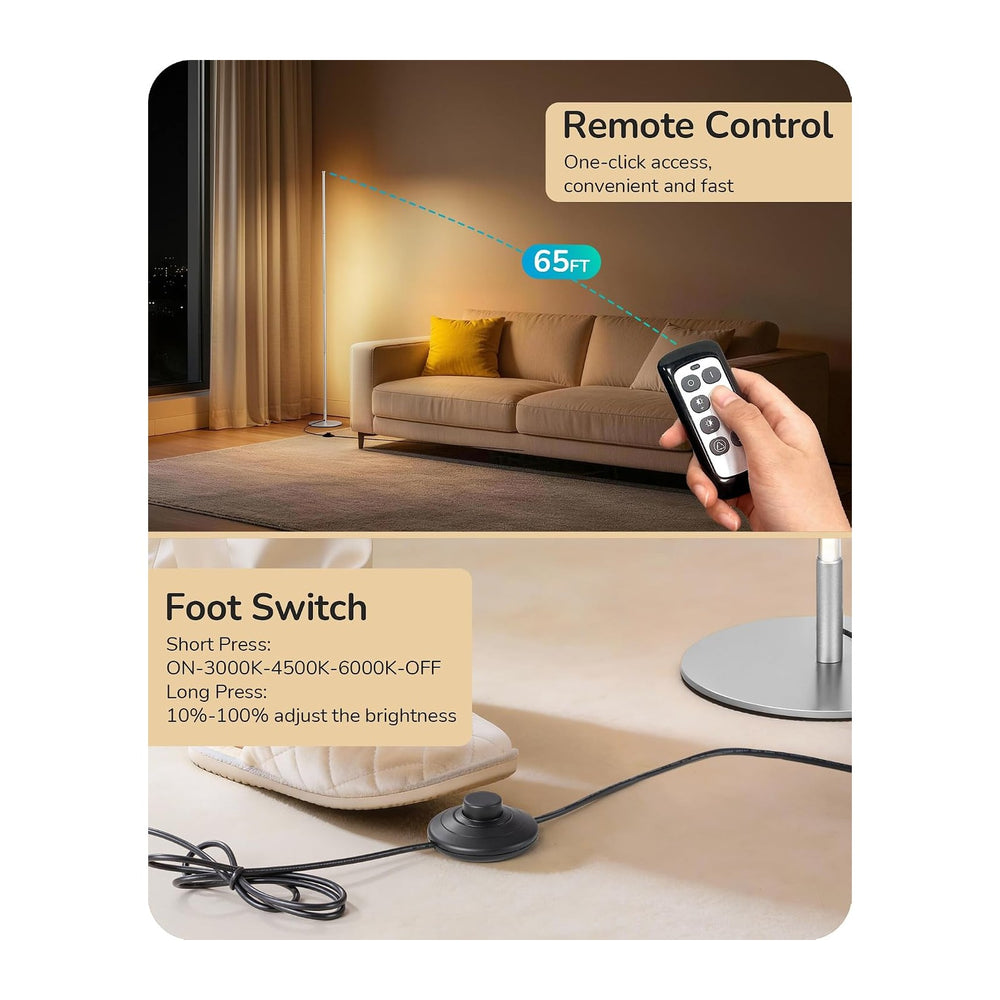 EDISHINE 59.8" Corner Lamp with Remote & 3 Height Settings, Dimmable...