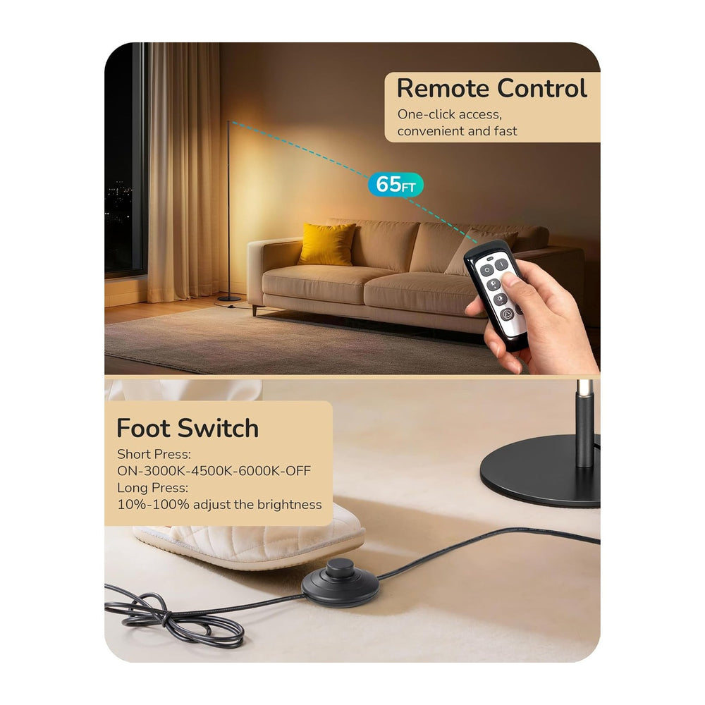 EDISHINE 59.8" Floor Lamp with Remote & 3 Height Settings, Dimmable ...