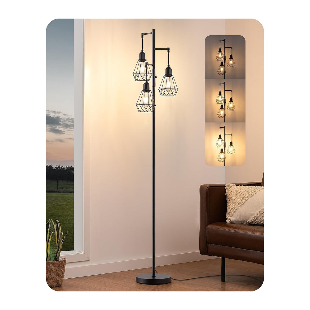 EDISHINE 70IN Farmhouse Floor Lamps for Living Room, Black Dimmable