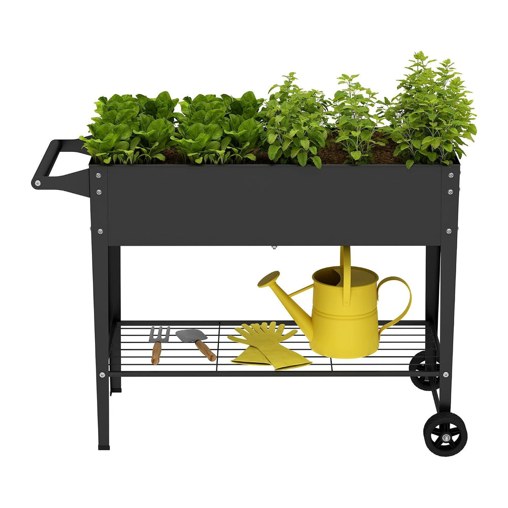 Elevate 2Pcs 32" Tall Raised Garden Bed with Wheel,Planter Box for Backy...