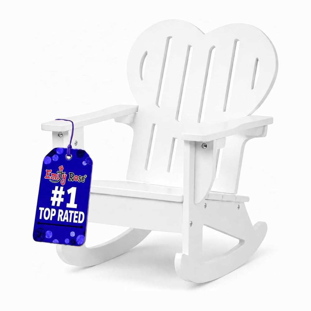 Emily Rose 18 Inch Doll Chair White Adirondack Rocking (No Doll)