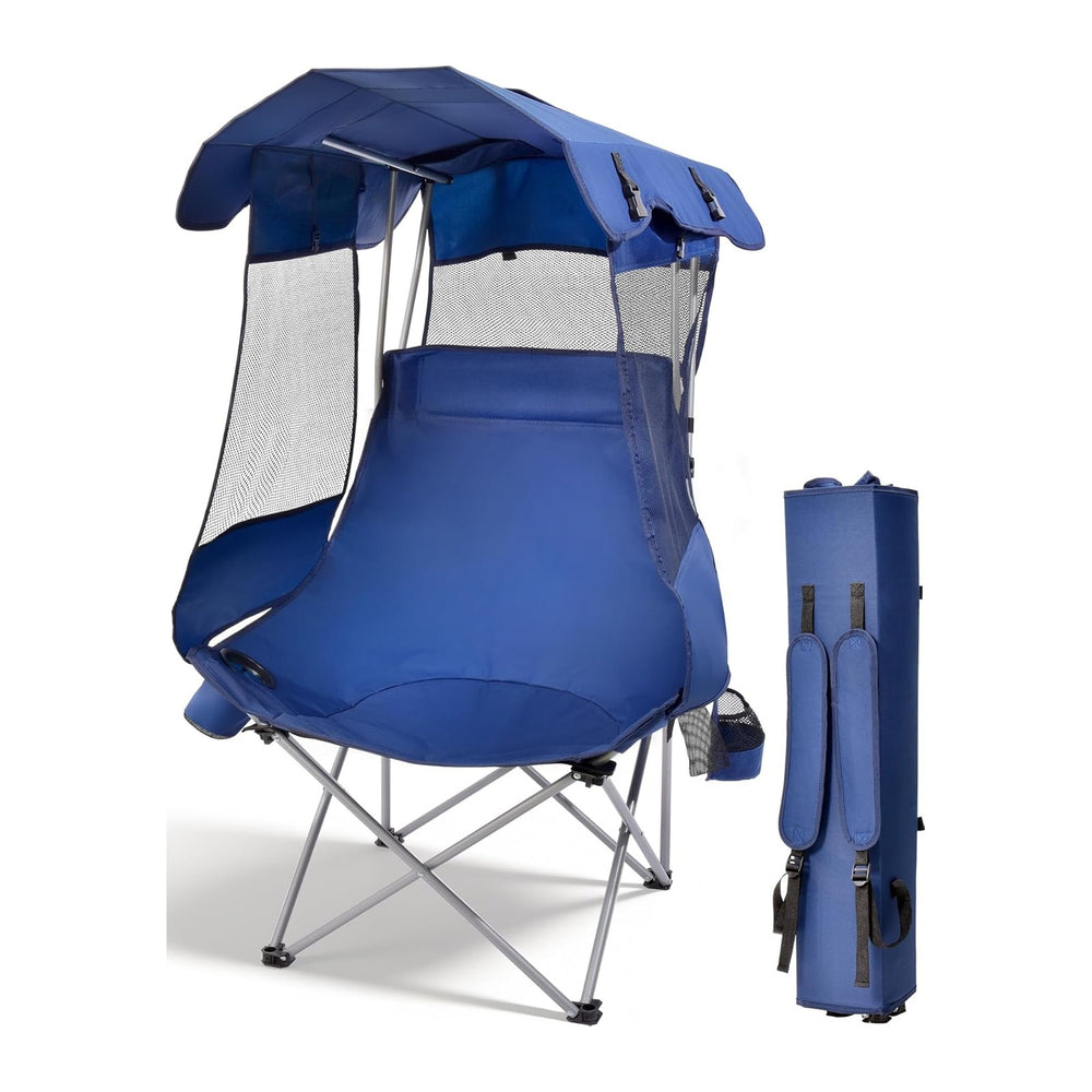 EO Living Oversized Camping Chair with Canopy Shade - 400 LBS Heavy Duty