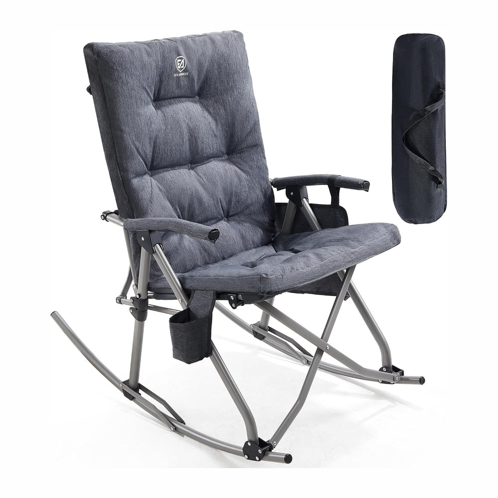 EVER ADVANCED Oversized Folding Rocking Camping Chair, Padded Portable Rocker...