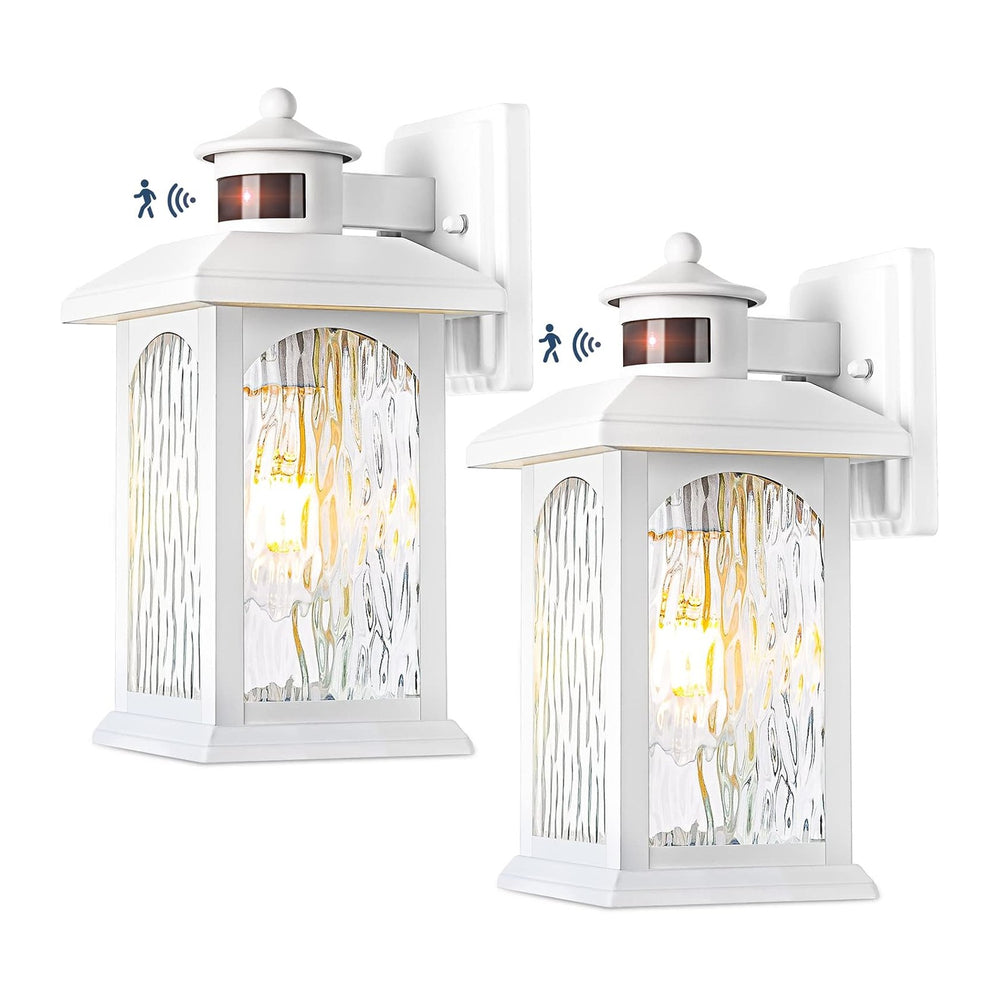 FILIYANO White Motion Sensor Outdoor Wall Lights, Dusk to Dawn, 2 Pack