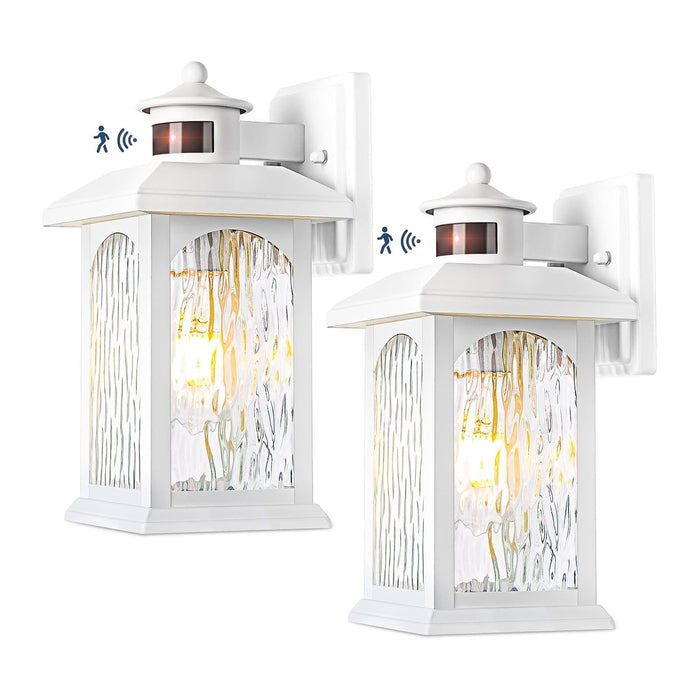 FILIYANO White Motion Sensor Outdoor Wall Lights, Dusk to Dawn, 2 Pack
