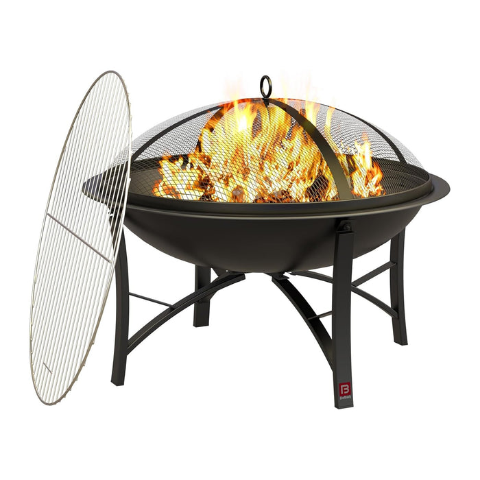 Fire Beauty Wood Burning Fire Pit, 2-in-1 BBQ Grill for Backyard Camping