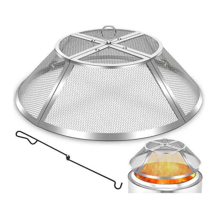 Fire Pit Spark Screen for Solo Stove Bonfire Shield 19.5inch,Stainless Steel Fire Pit Spark Cover Protector for Solo Bonfire,Fire Pits Mesh Screen Top Guard Outdoor Accessories Heavy Duty-Silver