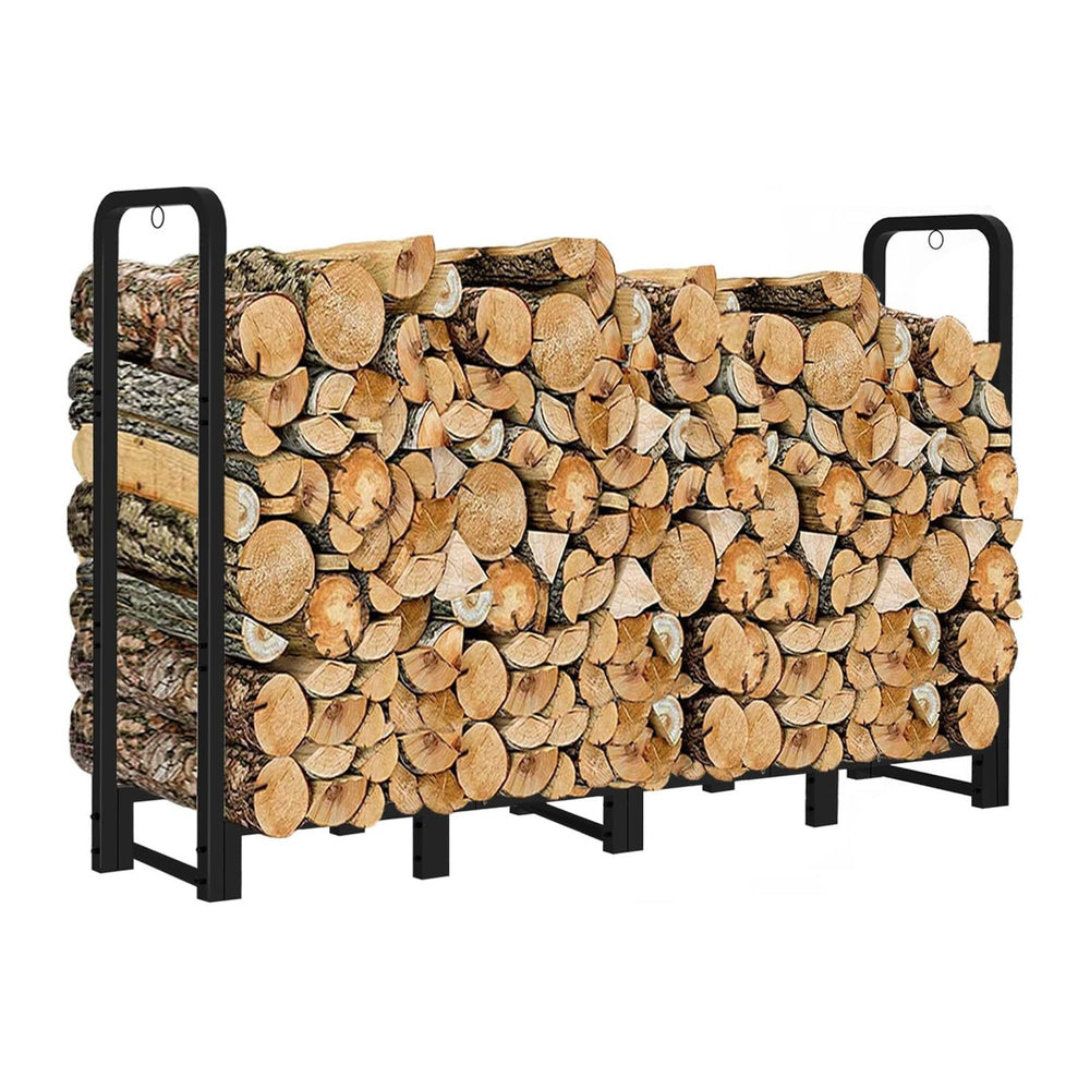 Firewood Rack Outdoor 8ft Heavy Duty Logs Holder for Indoor Fireplace Metal W...