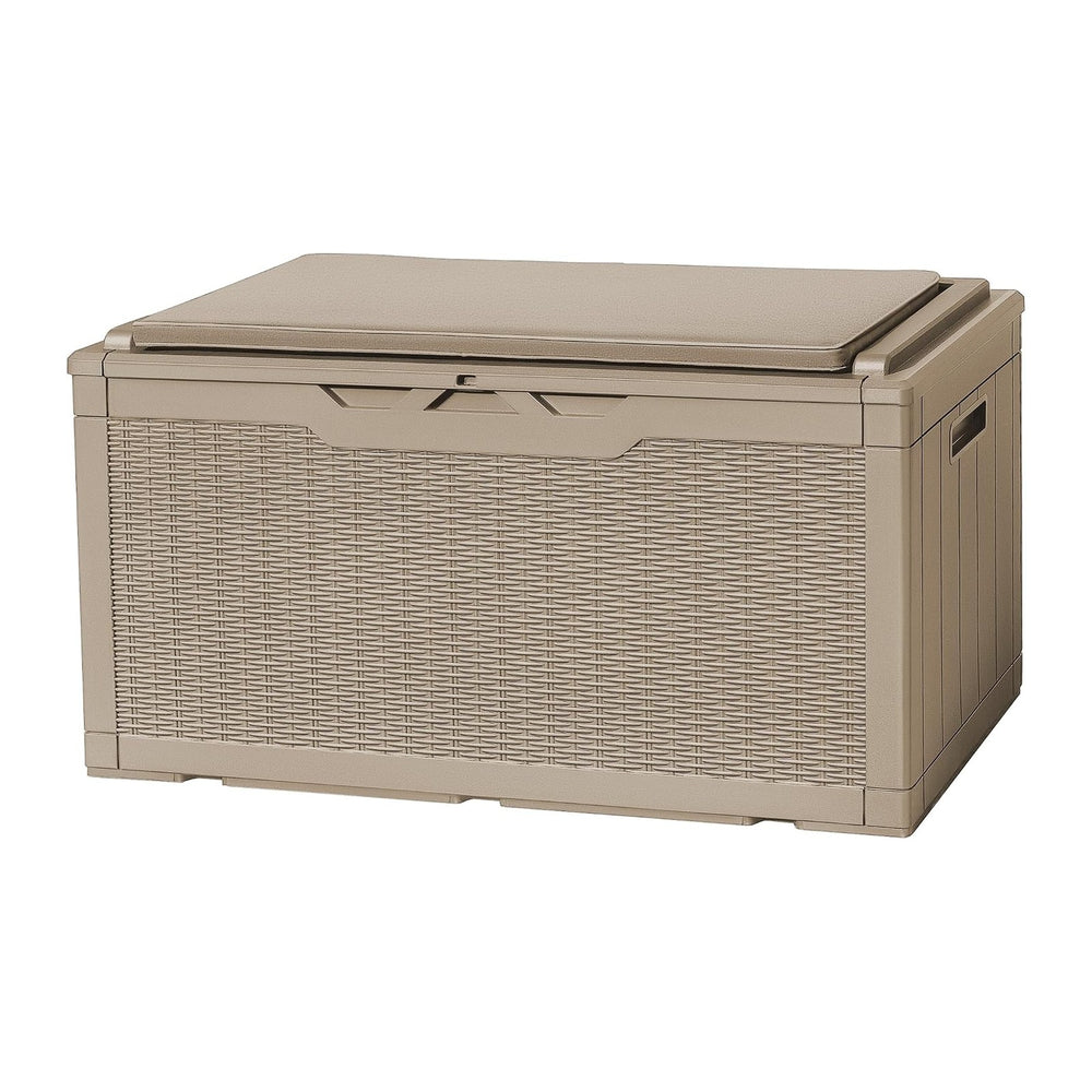 Flamaker Deck Box 98 Gallon Waterproof Resin Storage Box with Cushion