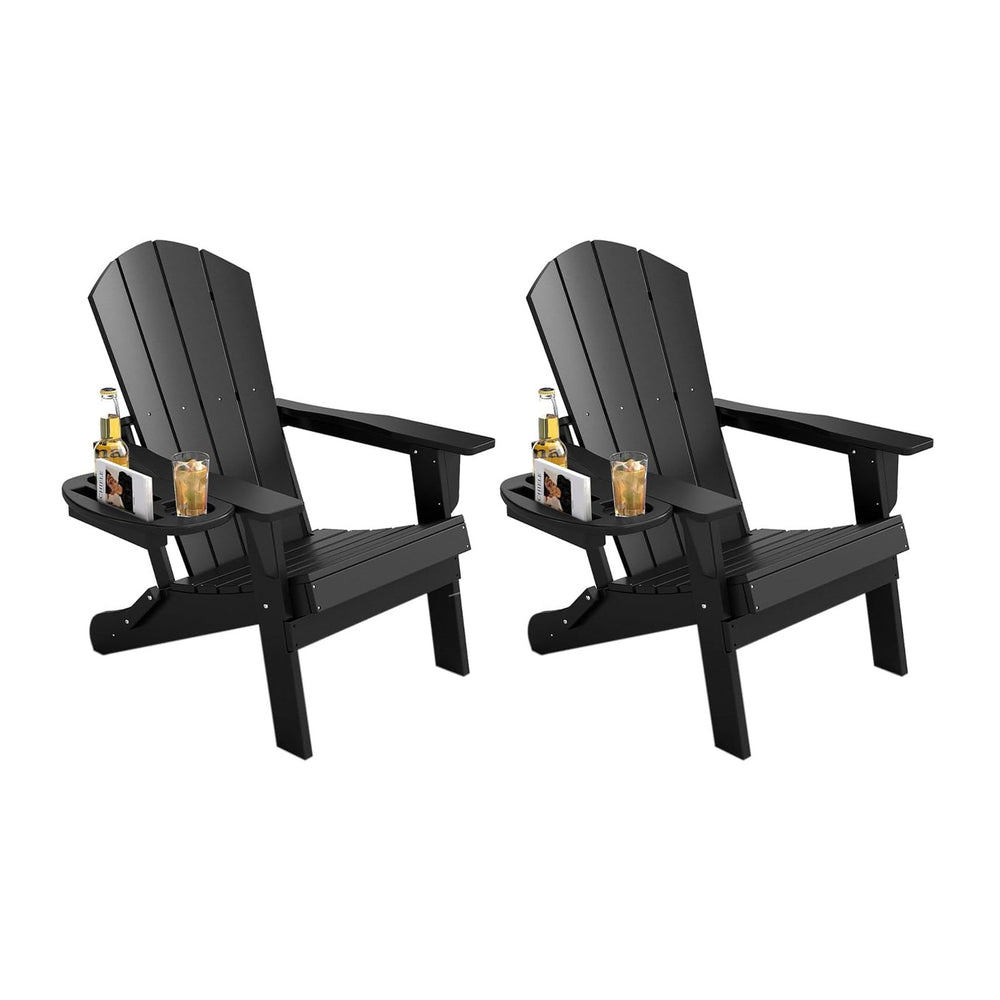 Folding Adirondack Chair Set of 2 with 4-in-1 Cup Holder,Fire Pit Chair