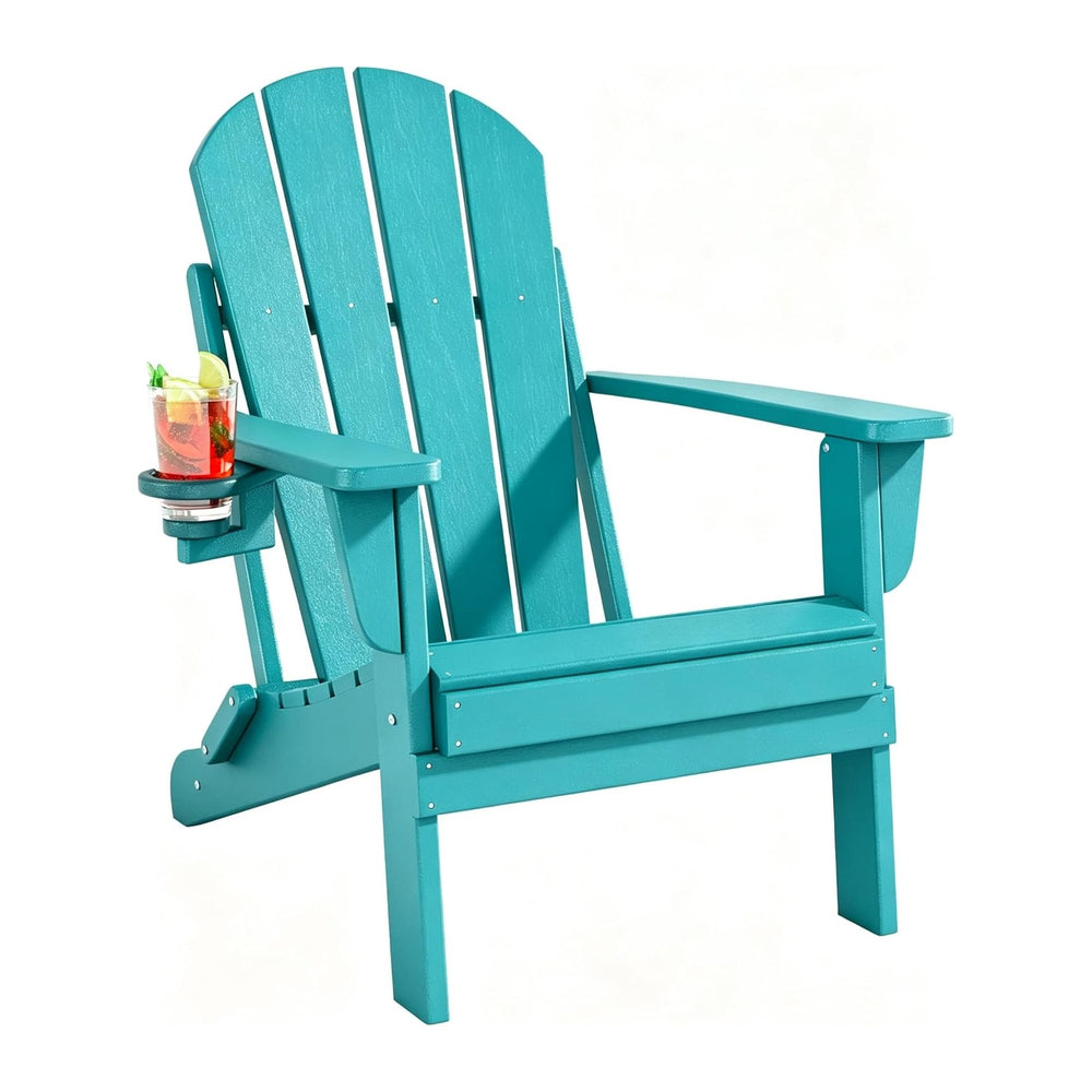 Folding Adirondack Chairs Set, All-Weather Resistant HDPE Sturdy Outside Chai...