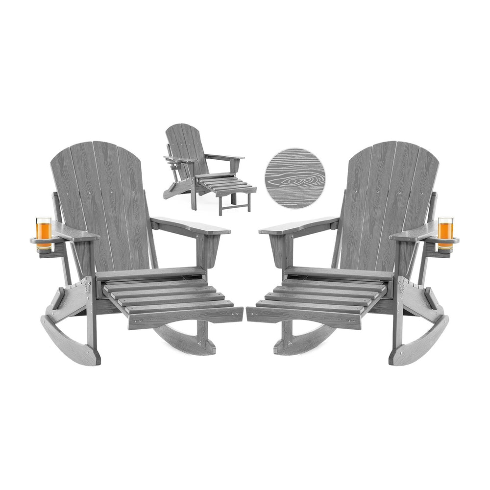 Folding Adirondack Rocking Chair Set of 2,4-in-1 Multifunctional Patio Chairs...