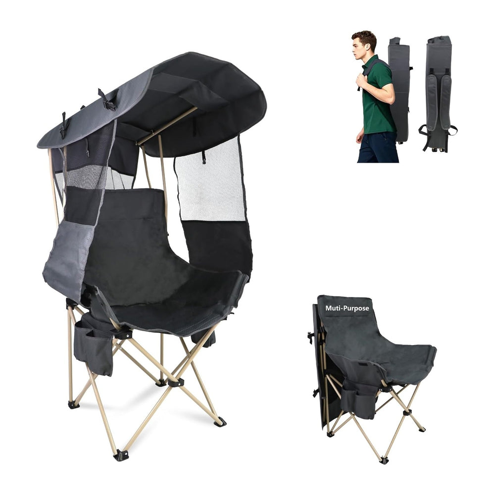 Folding Camping Chairs Canopy Outdoor: Sports Portable Beach Chair with Canop...
