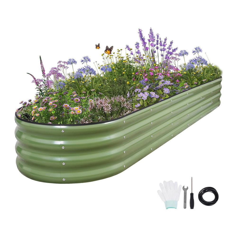 Galvanized Raised Garden Bed Outdoor- 8x2x1FT Planter Box, Green
